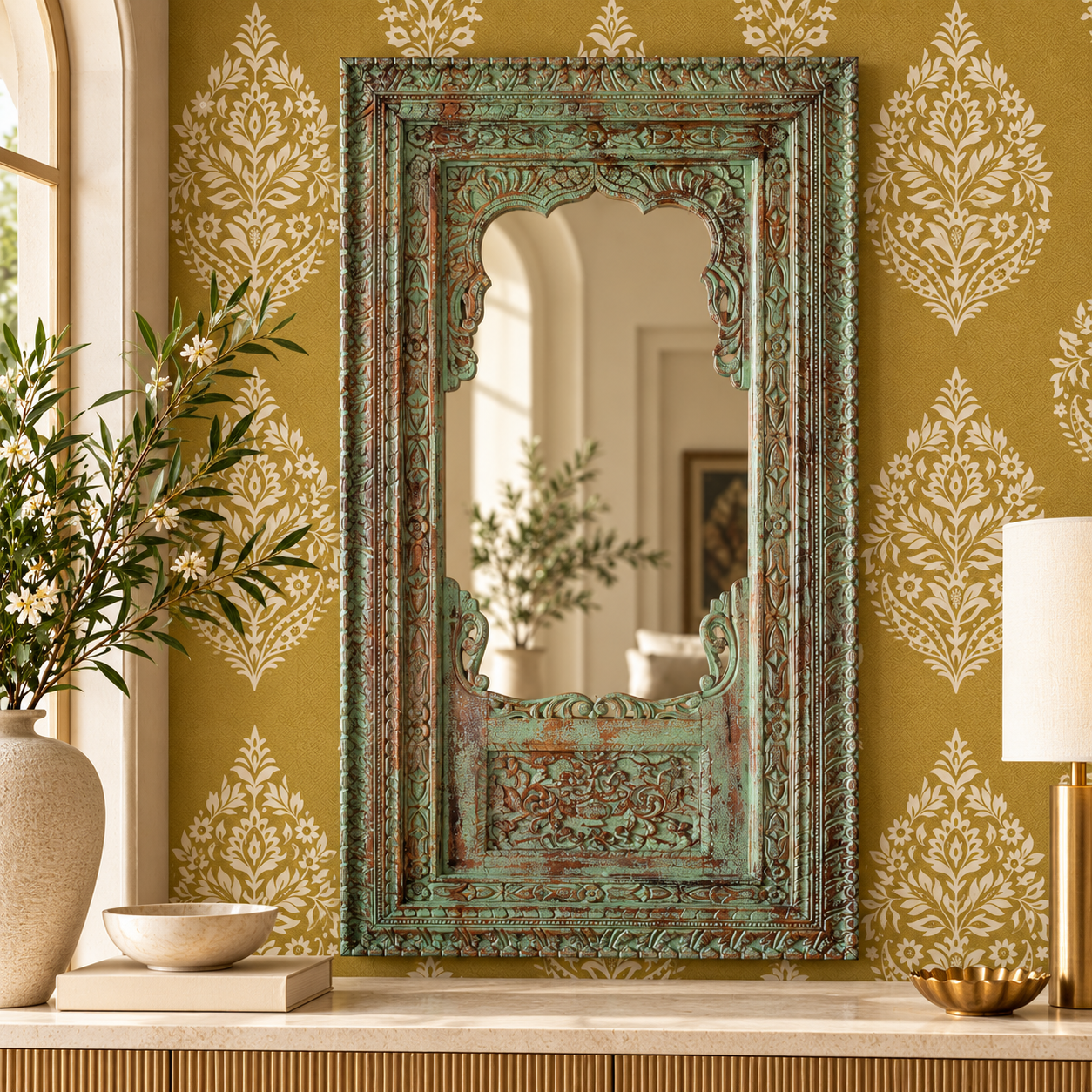 Shyam Pratibimb — The Dark Reflection Frame (Blue-grey with gold relief) - Image 1