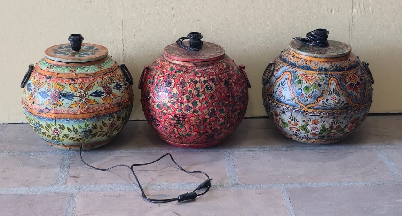 Lalita Loha — The Graceful Iron Vessel (Ochre-gold with folk geometric borders) - Image 1