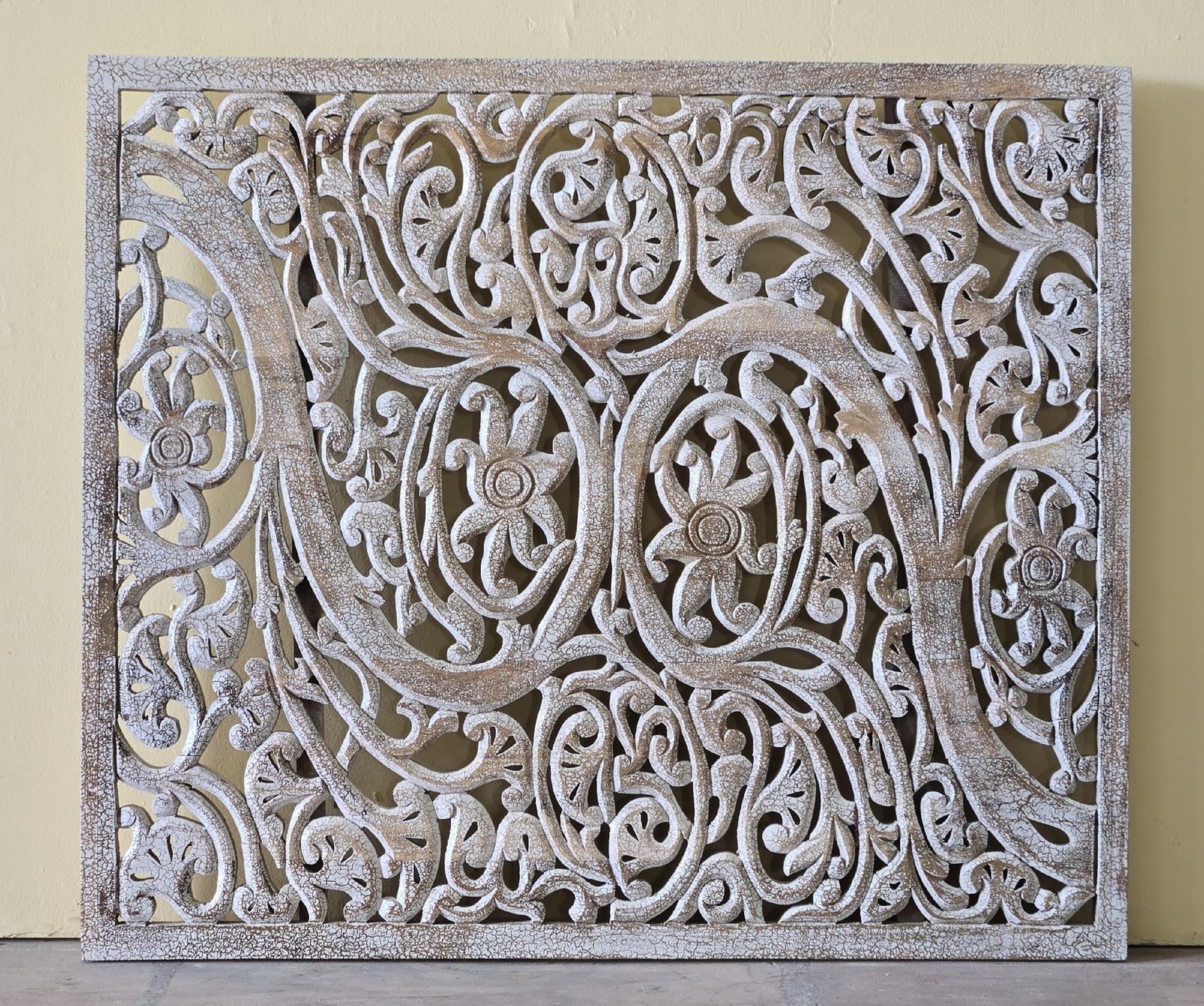 Vana Stambha — Forest Pillar Panel (Warm ochre with carved botanical border) - Image 1