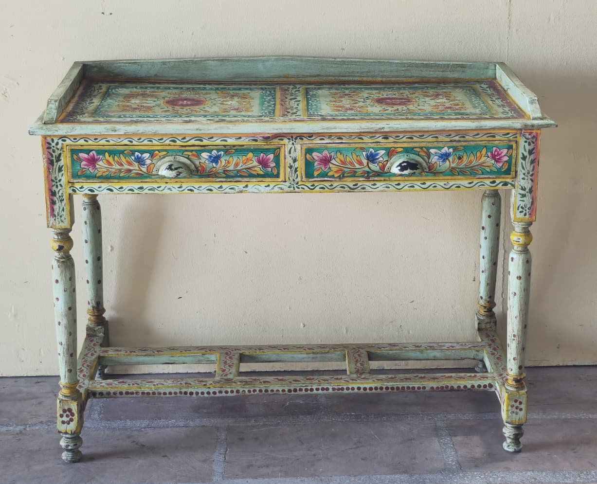 Peetika Sundar — The Beautiful Table (Warm ochre with carved folk relief) - Image 1