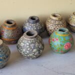 Chitrit Kumbha — The Painted Vessel (Warm ochre with Rajasthani botanical pattern)