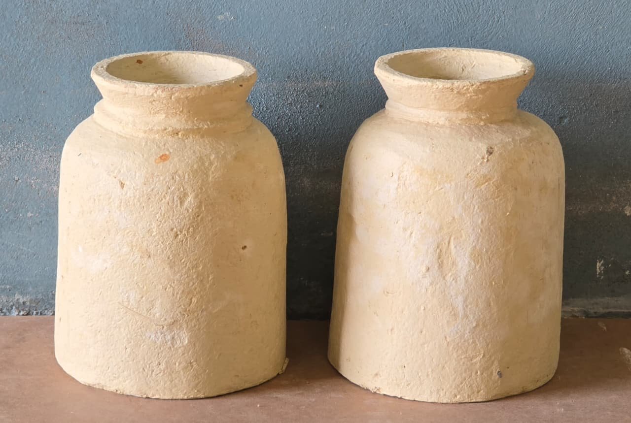 Phool Kumbha — The Flower Vessel (Teal with warm ochre botanical work) - Image 1
