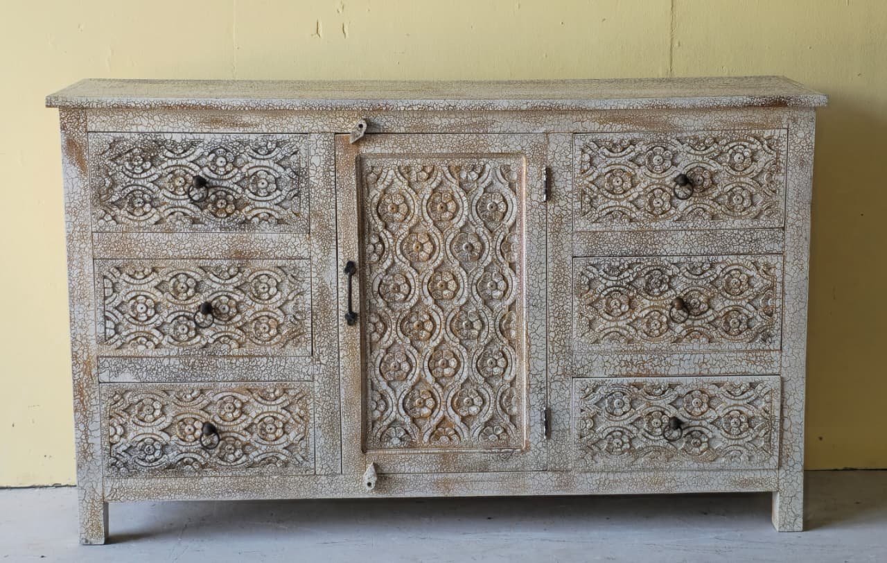 Haveli Phalaka — Haveli-style Cabinet (Deep indigo with carved border work) - Image 1