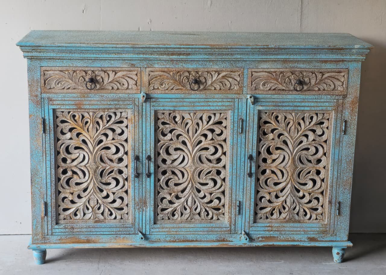 Vana Peti — The Forest Cabinet (Warm ochre-teak with painted folk panels) - Image 1