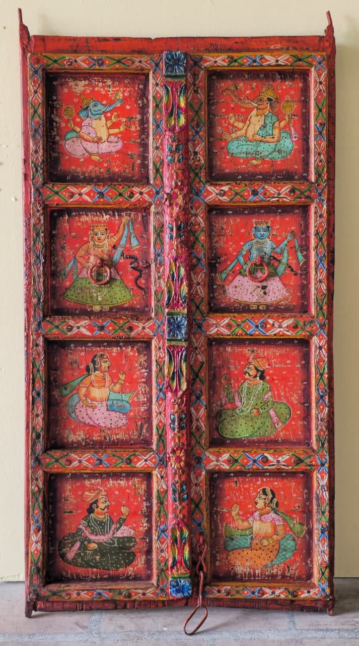 Kesari Torana — Saffron Gateway Panel (Deep indigo with gold botanical motifs) - Image 1
