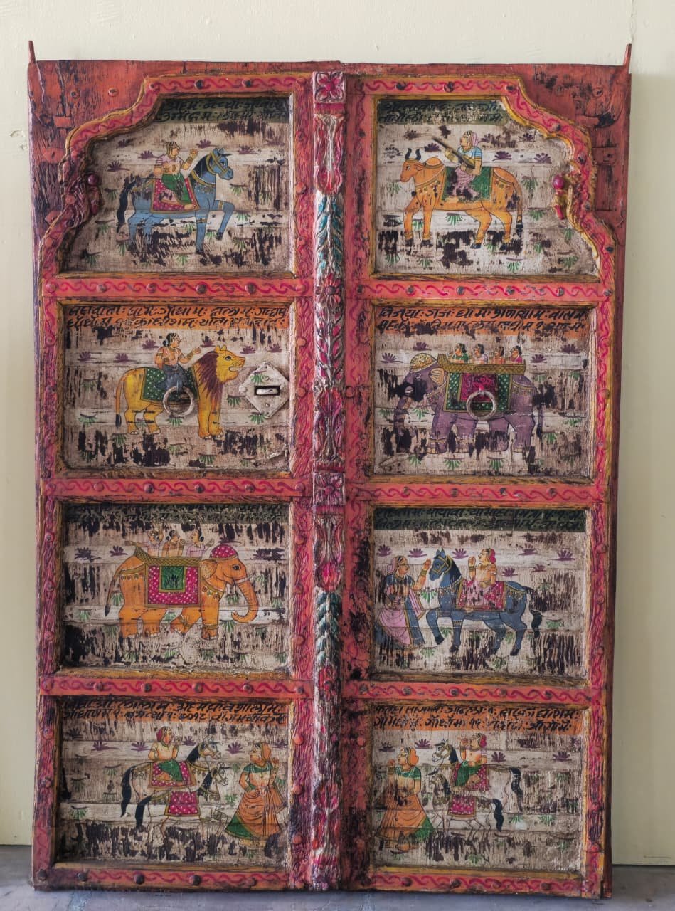 Vana Dwaar — The Forest Door (Warm red with ivory floral painting) - Image 1