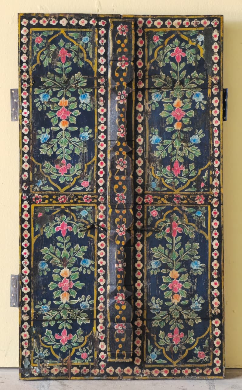 Prithvi Rang — Earth-toned Portal (Crimson with emerald and gold folk painting) - Image 1