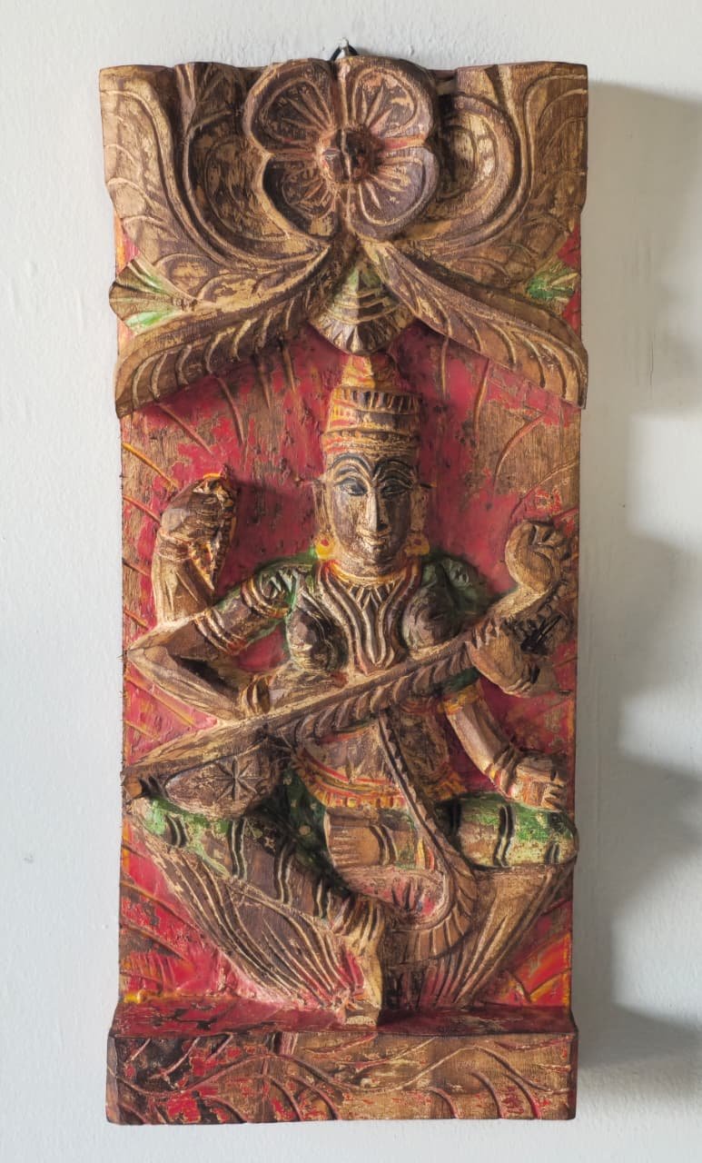 Kaashtha Ganapati — Carved Wood Ganesha (Warm teak with gold sacred detail) - Image 1
